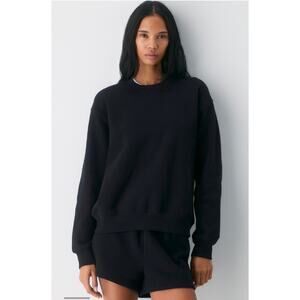 Aritzia Cozy Sweatfleece Perfect Crew Sweatshirt, Black, Medium